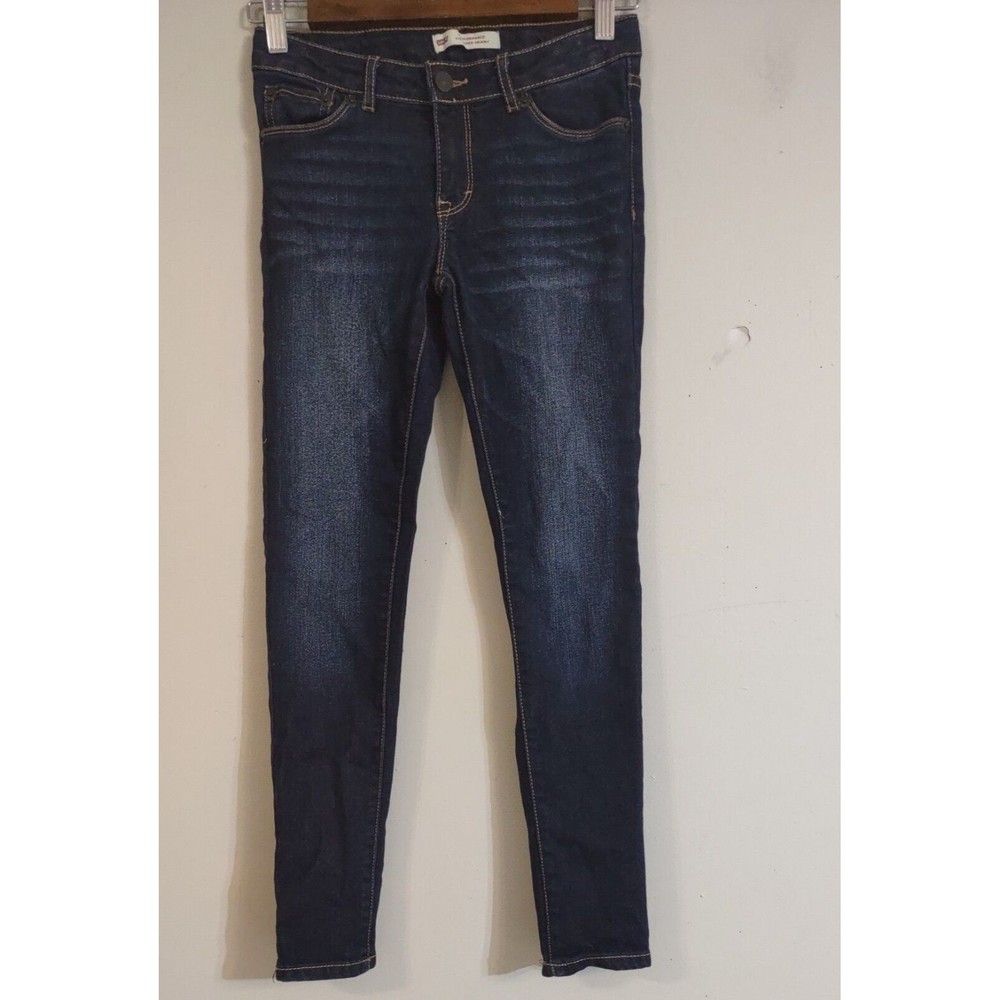 LEVI'S girls EUC sz 10 skinny fit denim black jeans w/adjustable waist